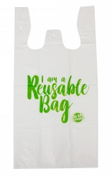 BAGS SINGLET CAPRI 480X240X130MM MED REUSABLE 36 MICRON WHITE PK100   G42802