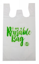 BAGS SINGLET CAPRI 520X280X150MM LGE REUSABLE 36 MICRON WHITE PK100   G42803