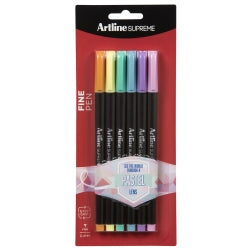 PEN ARTLINE SUPREME 0.4MM FINELINE PASTEL ASST PK6   G42949