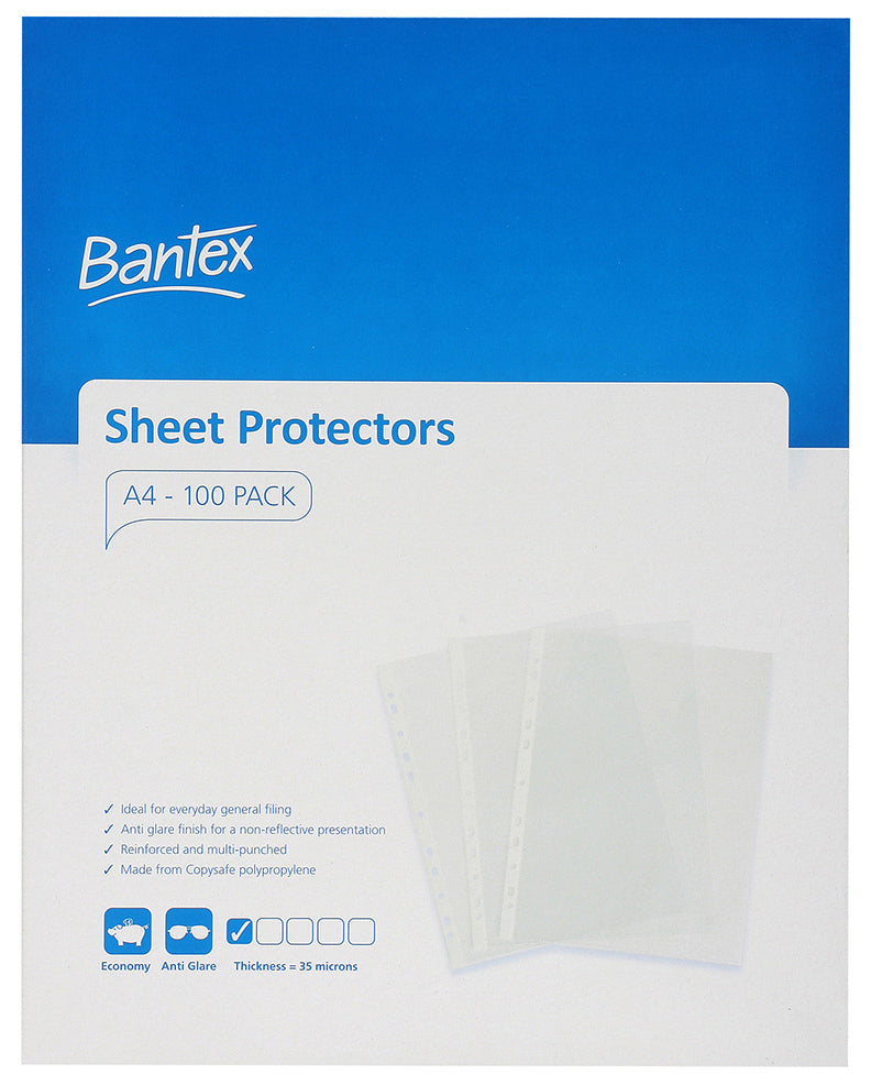 SHEET PROTECTORS BANTEX A4 COPYSAFE BX100   G43041