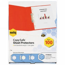 SHEET PROTECTORS MARBIG A4 COPYSAFE LIGHT WEIGHT BX100   G43043