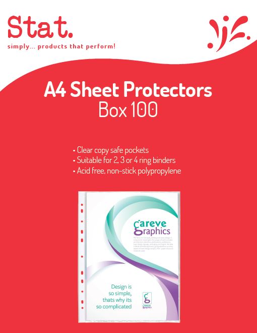 SHEET PROTECTORS STAT A4 35 MICRON BX100   G43050