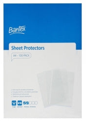 SHEET PROTECTORS BANTEX A4 TOUGH P/POCKET 50MIC BX100   G43053