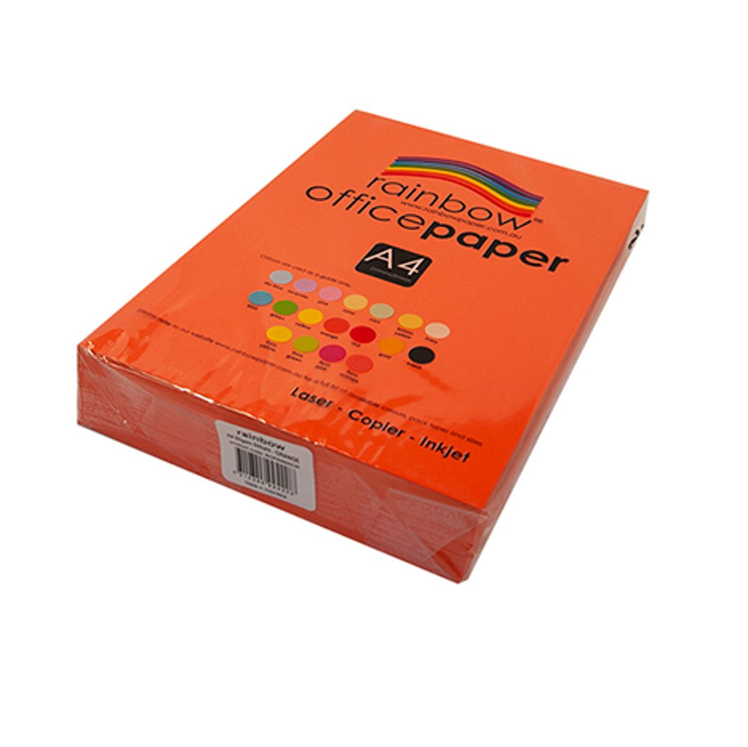 COPY PAPER RAINBOW A4 80GSM OFFICE BRIGHT ORANGE PK500   G43840