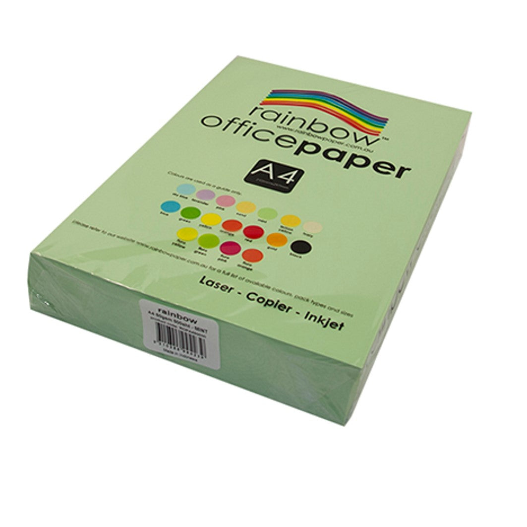 COPY PAPER RAINBOW A4 80GSM OFFICE PASTEL MINT PK500   G43925