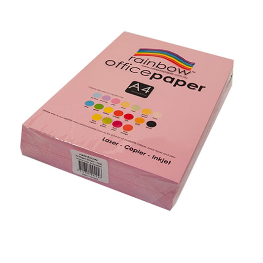 COPY PAPER RAINBOW A4 80GSM OFFICE PASTEL PINK PK500   G43926