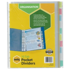 INDICES & DIVIDERS MARBIG A4 10 TAB PP CLEAR POCKETS   G44050