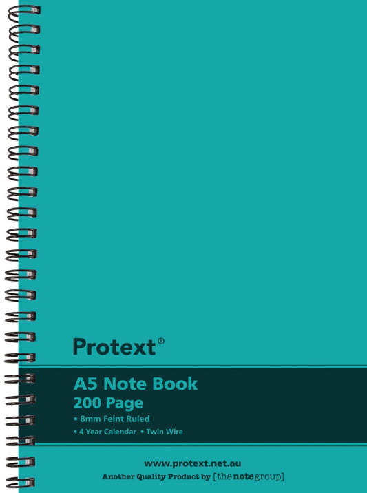 NOTEBOOK PROTEXT A5 PP TWIN WIRE 200PG AQUA   G44814