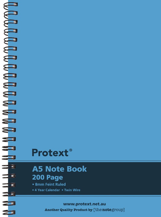 NOTEBOOK PROTEXT A5 PP TWIN WIRE 200PG BLUE   G44816