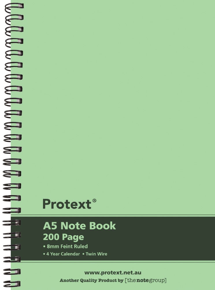 NOTEBOOK PROTEXT A5 PP TWIN WIRE 200PG LIME   G44817