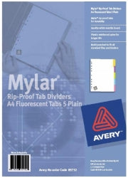 DIVIDERS AVERY A4 FLUORO 5 TAB 85732   G44879