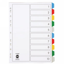 DIVIDERS MARBIG A4 PP 10 TAB MULTI COLOUR   G44896