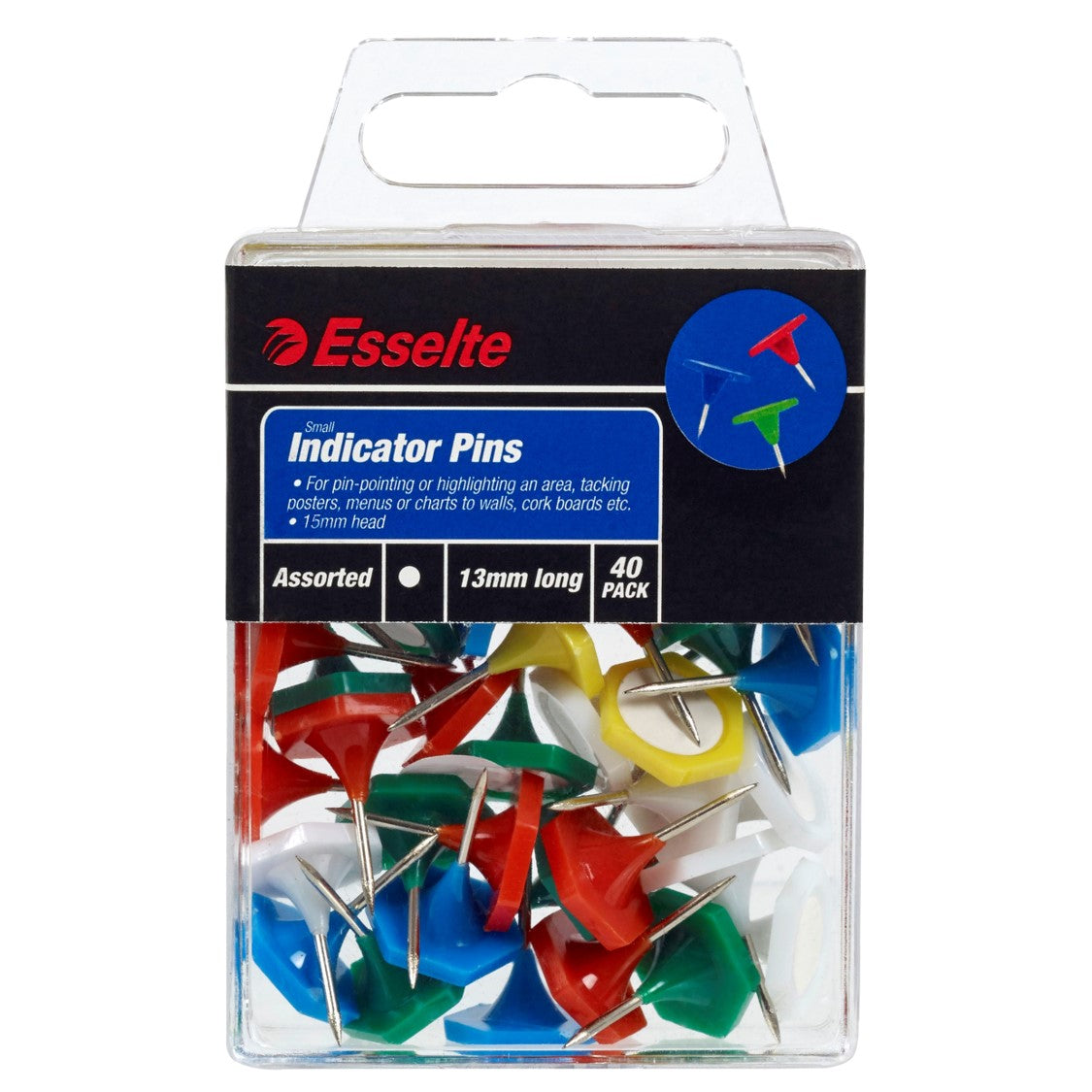 INDICATOR PINS ESSELTE ASST SML PK40   G45113