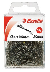 PINS SHORT WHITE ESSELTE 25MM 50GM   G45115