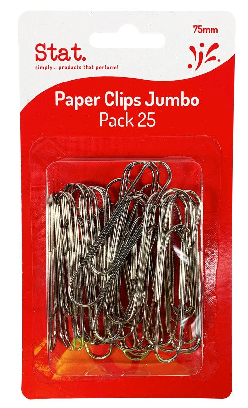 PAPER CLIPS STAT 75MM JUMBO PK25   G45129