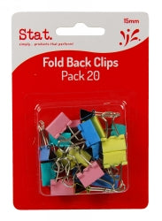 FOLDBACK CLIPS STAT 15MM ASST COLS PK20   G45130