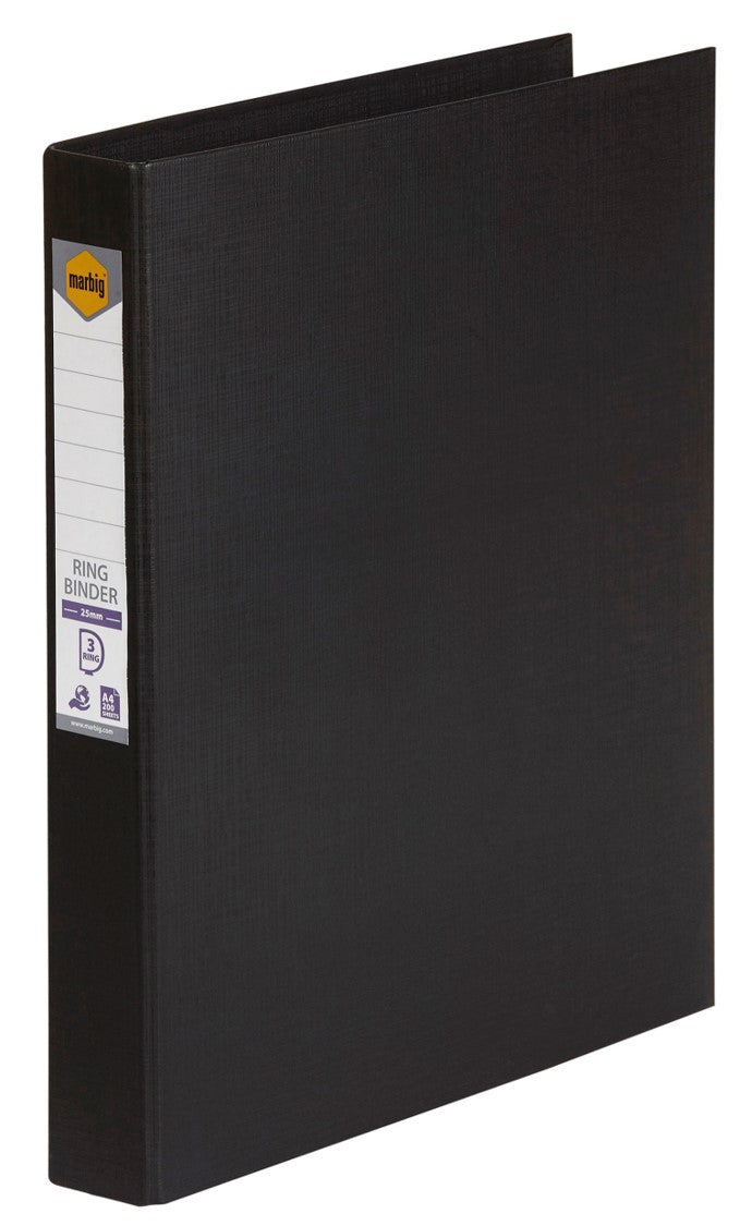 BINDER MARBIG A4 PE 3 D-RING 25MM BLACK   G45223