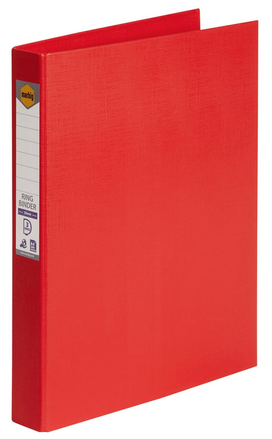 BINDER MARBIG A4 PE 3 D-RING 25MM RED   G45226