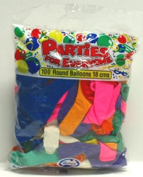 BALLOONS ALPEN 18CM ASST COL PK100   G45309