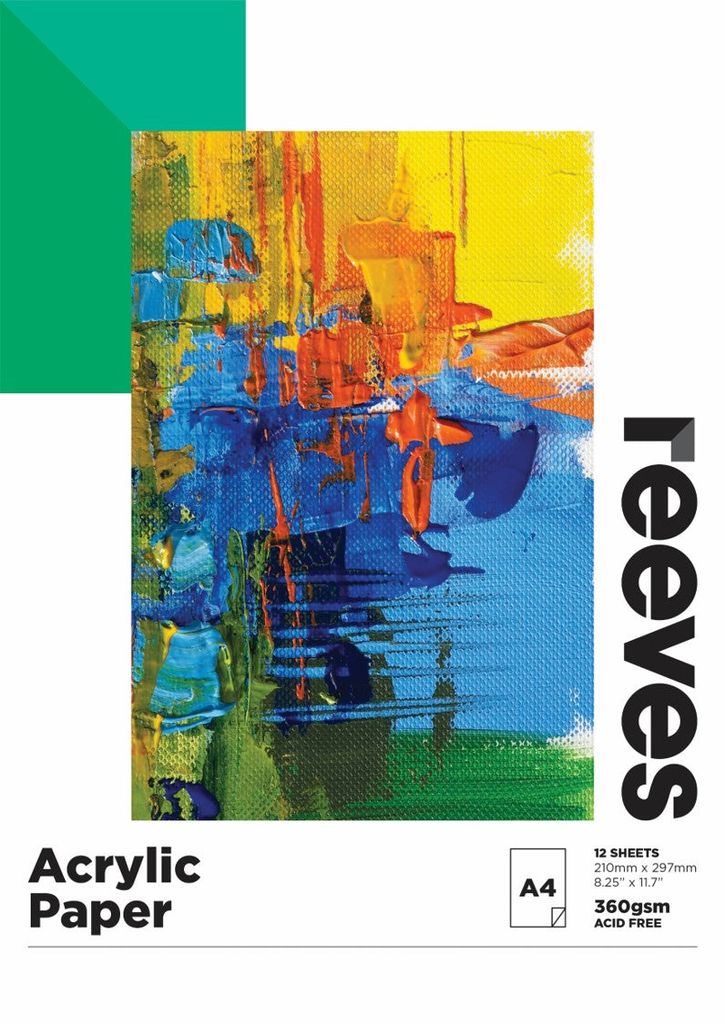 ACRYLIC PAPER PAD REEVES A4 360GSM 12SHT   G45327