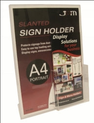 SIGN HOLDER DEFLECTO A4 SLANTED PORTRAIT W/ FRONT DL BROCHURE POCKET   G45587