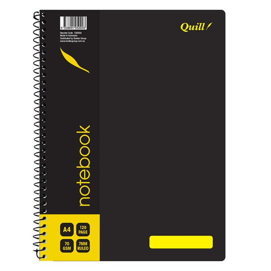 NOTEBOOK QUILL A4 70GSM PP BLACK 120PG   G45919