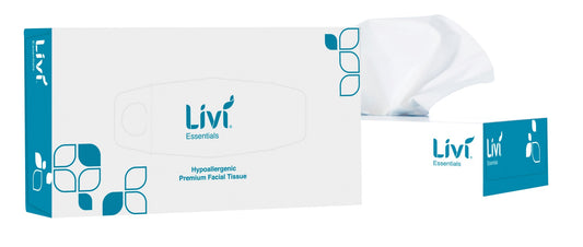 FACIAL TISSUE LIVI ESSENTIALS HYPOALLERGENIC 2PLY 100S BX48   G46000