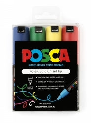 MARKER UNI POSCA 8MM TIP PC8K ASST COLOURS PK4   G46863