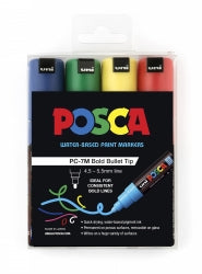 MARKER UNI POSCA 4.5MM TIP PC7M ASST COLOURS PK4   G46865