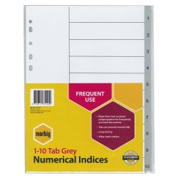 DIVIDERS MARBIG A4 PP 1-10 TAB GREY   G47165