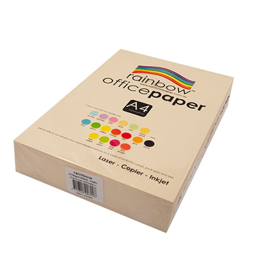 COPY PAPER RAINBOW A4 80GSM OFFICE PASTEL IVORY PK500   G47669