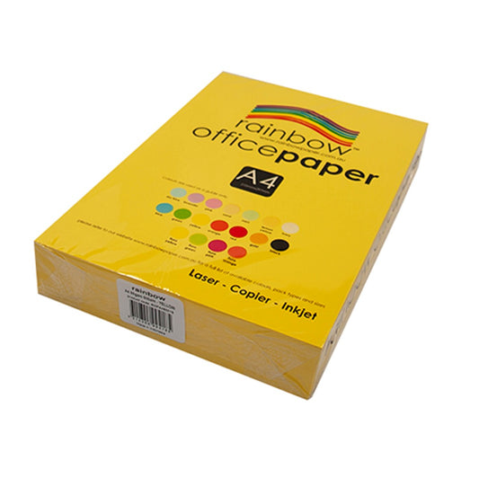 COPY PAPER RAINBOW A4 80GSM OFFICE BRIGHT YELLOW PK500   G47670