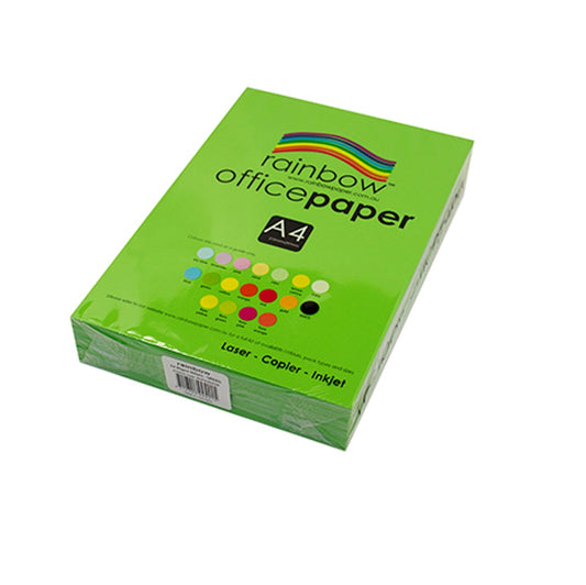 COPY PAPER RAINBOW A4 80GSM OFFICE BRIGHT GREEN PK500   G47671