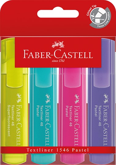 HIGHLIGHTER FABER-CASTELL PASTEL ASST WLT4   G47823