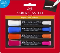 MARKER LIQUID CHALK FABER-CASTELL ASST PK4   G47824