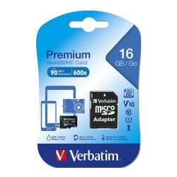 MEMORY CARD VERBATIM 16GB CLASS 10 MICRO WITH ADAPTER BLACK   G47829