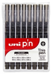 PEN UNI PIN 0.1MM - 0.8MM FINELINER BLACK WLT8   G47867