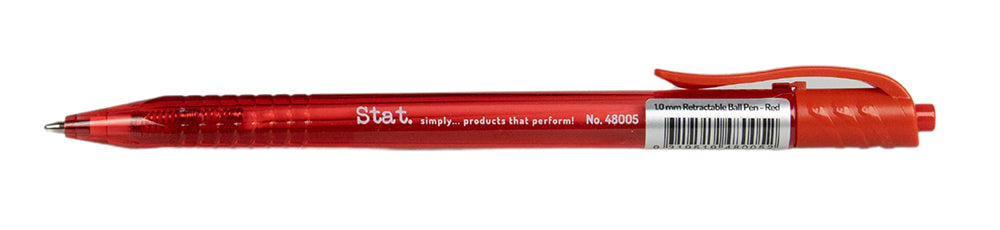 PEN STAT 1.0MM BALLPOINT RETRACTABLE MEDIUM RED BX12   G48005