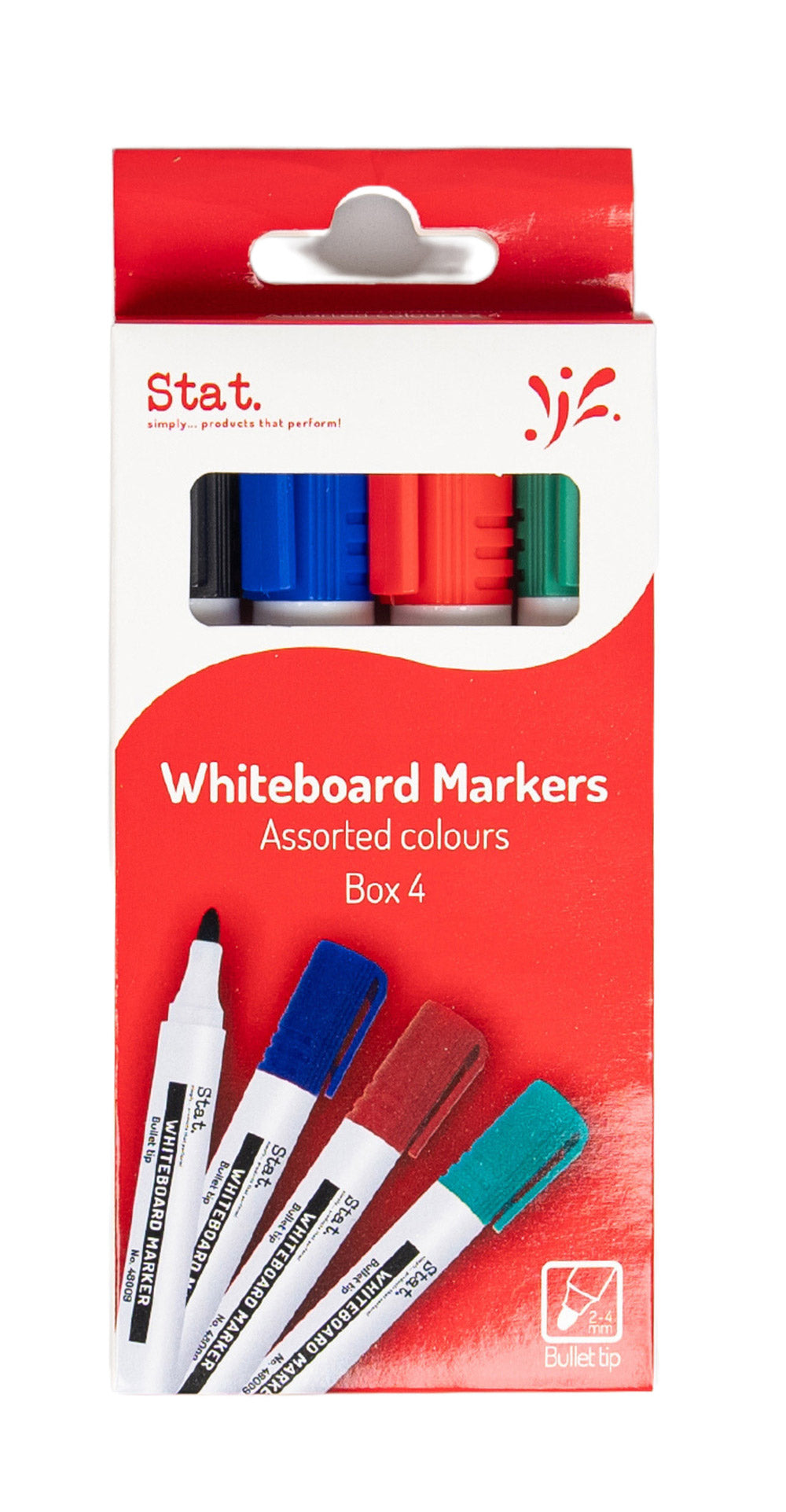 MARKER WHITEBOARD STAT 2.0MM BULLET NIB ASST WLT4   G48009