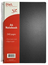 NOTEBOOK STAT A4 60GSM 7MM RULING PP COVER BLACK 240PG   G48053