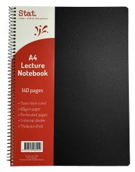 LECTURE BOOK STAT A4 60GSM 7MM RULING PP BLACK 140PG   G48054