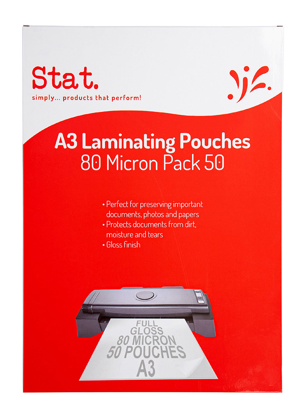 LAMINATING POUCH STAT A3 80 MICRON PK50   G48065