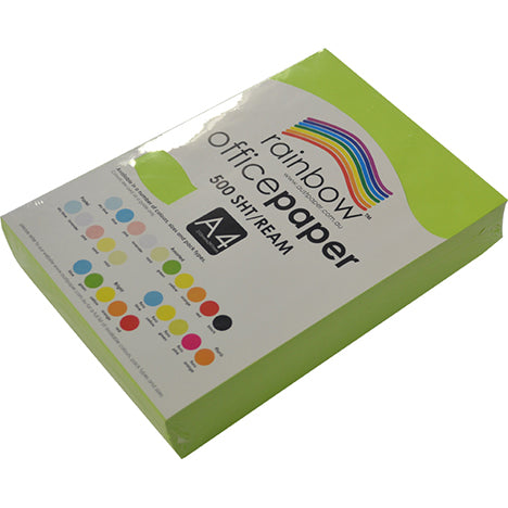 COPY PAPER RAINBOW A4 75GSM FLURO GREEN PK500   G49463