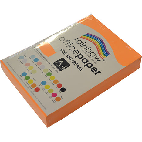 COPY PAPER RAINBOW A4 75GSM FLURO ORANGE PK500   G49464