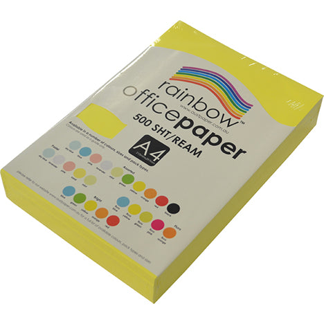 COPY PAPER RAINBOW A4 75GSM FLUORO YELLOW PK500   G49465