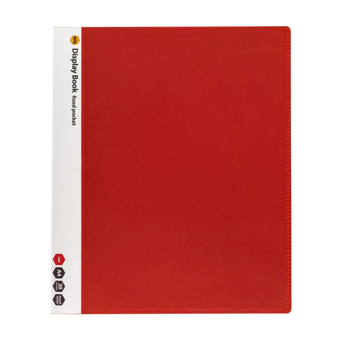 DISPLAY BOOK MARBIG A4 INSERT COVER NON-REFILLABLE RED 20P   G49594