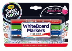 MARKER WHITEBOARD CRAYOLA TAKE NOTE BULLET TIP ASST PK4   G49611