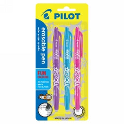 PEN PILOT 0.7MM FRIXION BALL MEDIUM FUN COLOURS PINK/VIOLET/LIGHT BLUE PK3   G49634