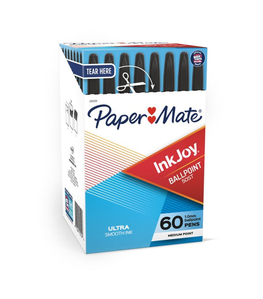 PEN PAPERMATE INKJOY 50ST 1.0MM MED BLACK BX60   G49835