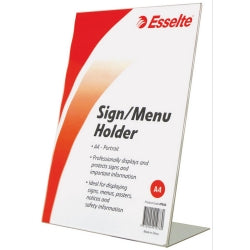 MENU/SIGN HOLDER ESSELTE A4 SLANTED PORTRAIT   G50168